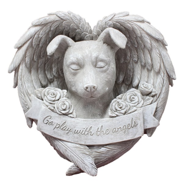 Dog Angel Pet Memorial Statue, Resin Sleeping Dog Memorial S