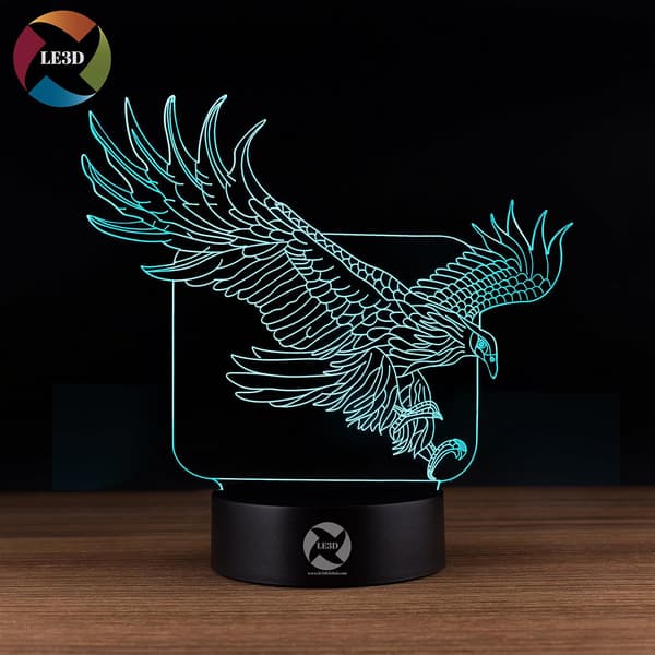 3D Optisk Illusjon Nattlys - 7 LED Fargeskiftende Lampe