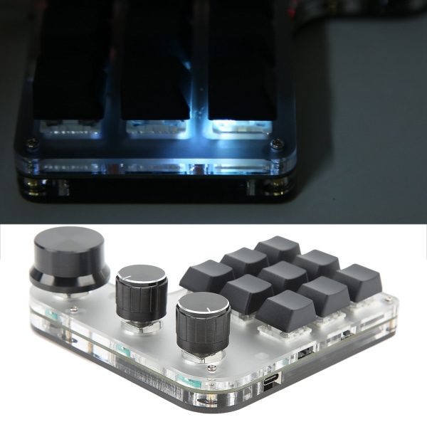 Mini tastatur 9 taster 3 knap RGB multifunktionel DIY genvej programmerbar mekanisk tastatur
