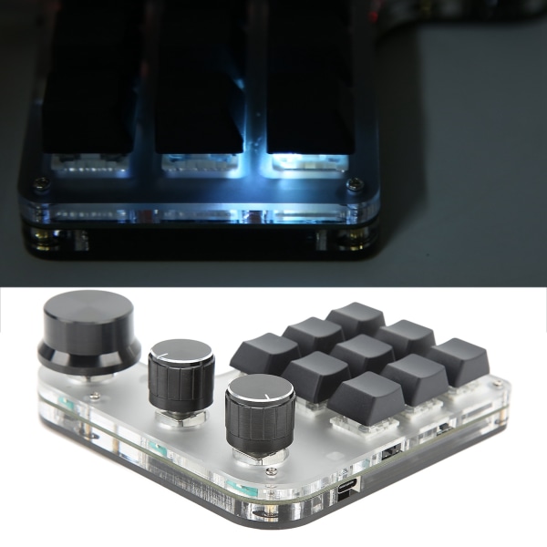 Minitastatur 9 taster 3 knop RGB multifunktionelt gør-det-selv genvej Programmerbart mekanisk tastatur