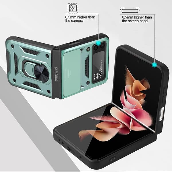Kompatibel med Samsung Galaxy Z Flip 3 Case, [Militær Gra