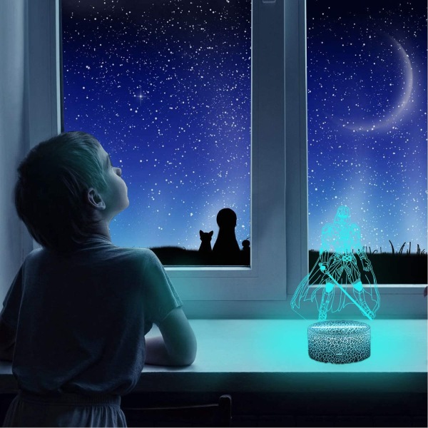 B Darth Vader Star Wars Legetøj 3D LED Akryl Natlys med Fjernbetjening & Smart Touch 16 Farver Skiftende Dæmpbar USB Drevet Soveværelse Dekoration Bordlampe