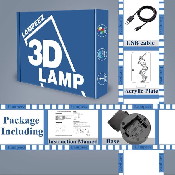 Baseball Natlampe, 3D Lampe 7 Farver Skifter med Smart Touch