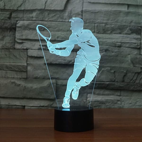 3D Optisk Illusion Farverig Natlampe Tennis Touch USB LE