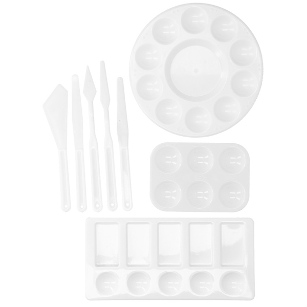 8 stk. Plastmalingsskraber Palettesæt Nem rengøring Genanvendelig til tegning Akvarel Sæt