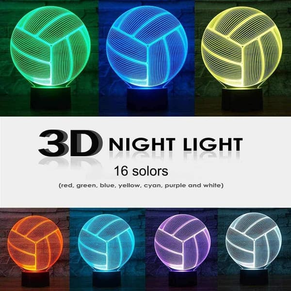 Volleyballlampe Leker 3D LED Optisk Illusjon Soveromsdekor T