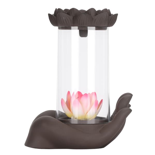 Buddha Lotus Form Tilbageflow Røgelse Brænder Kar Holder Hjem Kontor Dekoration Gaver