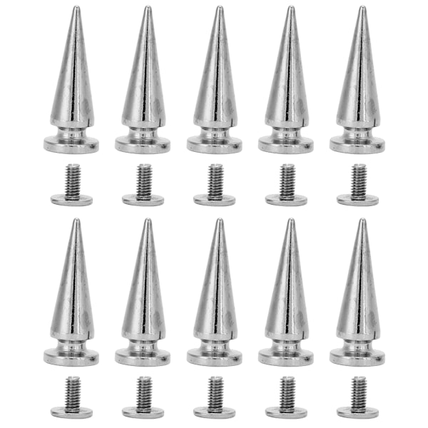 10set 10*26mm Koppar Kula Nitar Metall Stud med Skruv Set för DIY Läder Väska Sko(Silver)