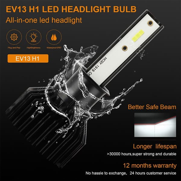 DC 9V-32V LED Bil Frontlykt IP67 Hodelykt Pærer CSP Chips Tåkelys Pære H1 Isblå