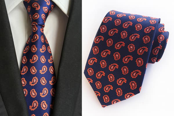 Nyt Klassisk Herre Paisley Silke Slips, Mørkeblå