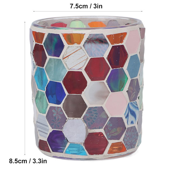 Glasljusstake Modern Europeisk Färgglad Hexagonal Mosaik Ljusstake Hem Ljusstake Middag Dekoration