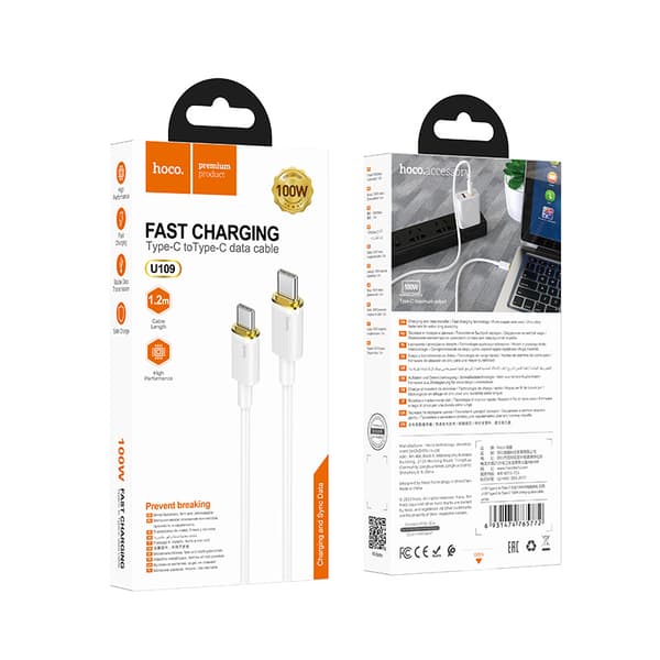 hoco. U109 Type-C - Type-C -nopea lataus 100W latausdatakaapeli