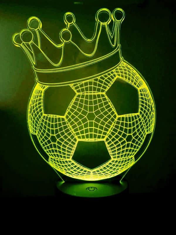 3D Krone Fodbold Natlampe Illusion Led 7 Farve Changi