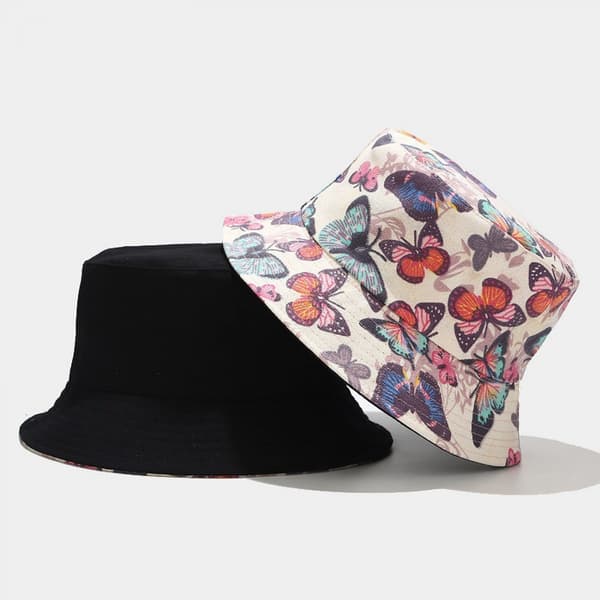 Foldbar Vendbar Sommerhat med Sommerfugleprint