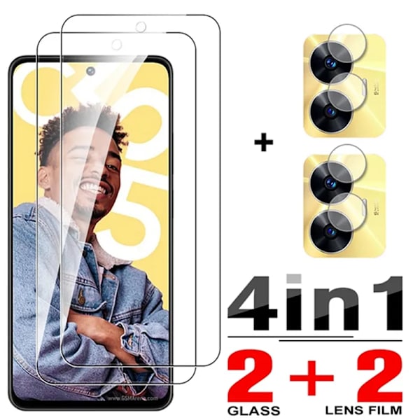 4in1 Härdat glas för Realme C20 skärmskydd glas kameralins film för Realme C20 glas