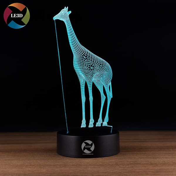 3D Optisk Illusjon Nattlys - 7 LED Fargeskiftende Lampe