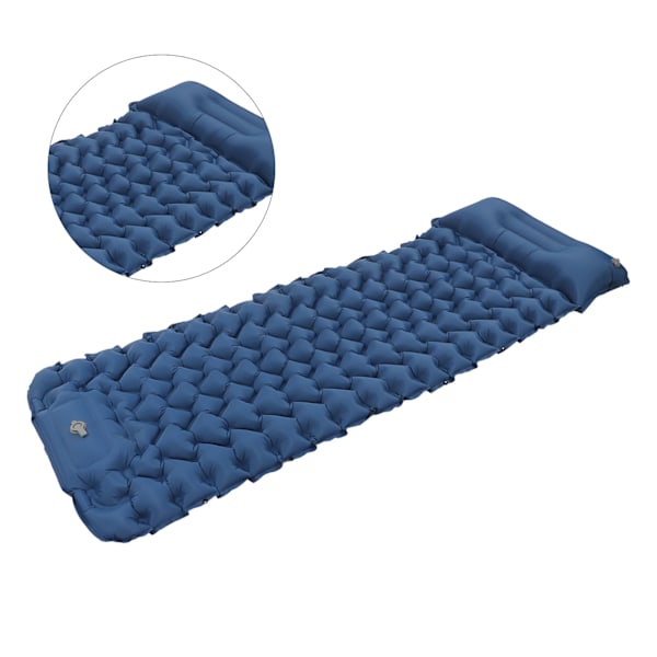 Oppblåsbar soveunderlag ergonomisk design fot oppblåsbar soveunderlag med oppbevaringspose for kontor utendørs camping marineblå