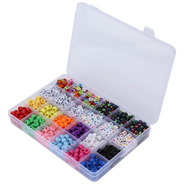 Bokstavperler 6mm 10 Farger Elastisk Tråd Store Hull Perler Sett for Håndverk Lage DIY Håndlaget