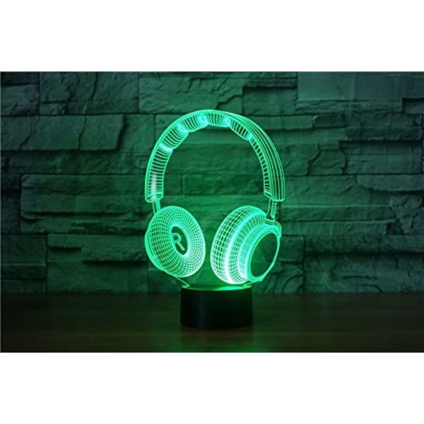 3D DJ-hörlurar headset nattlampa LED touch switch dekor T