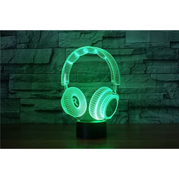 3D DJ-hörlurar Headset Night Light Led Touch Switch Decor T