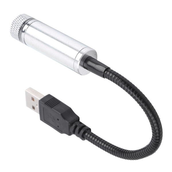 Sisäkaton tähtitaivasvalo Säädettävä USB Romanttinen tunnelmaprojektorin koristelamppu autoon Hopeanhohtoinen