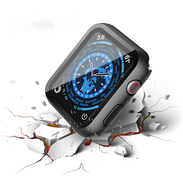 2 st vattentäta fodral kompatibla med Apple Watch 45 mm serie 8 med härdat glasskyddsskydd