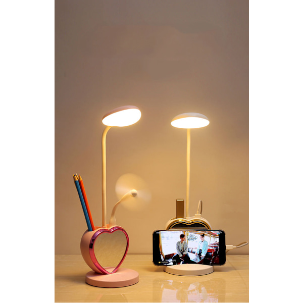 Skrivbordslampa för barn, söt LED-lampa för flickor med USB-laddning