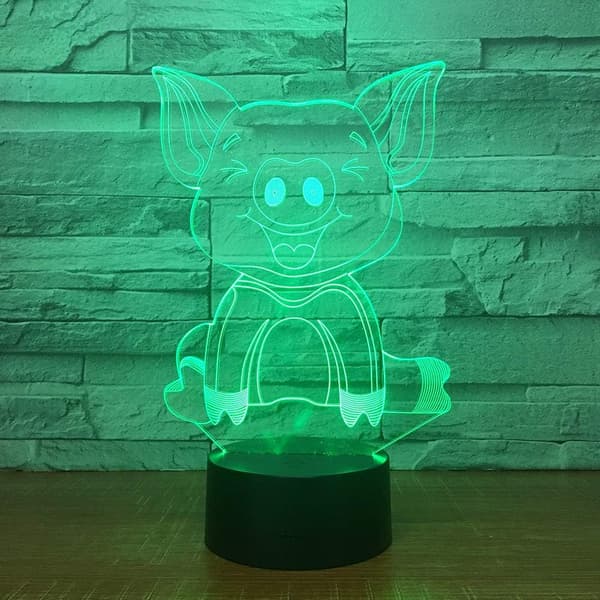 3D Gris Dyr Natlampe Illusion Natlys 7 Farver