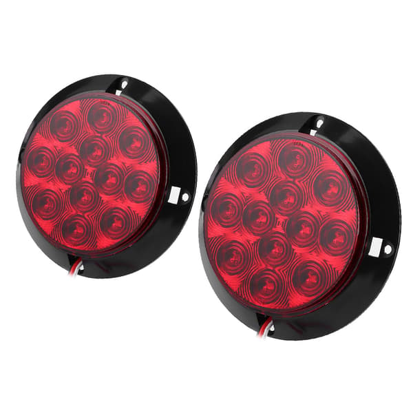 2 stk 4-i-1 12V 12LED Baklys Vanntette Runde Bremsestopplys for Båt ATV Lastebil