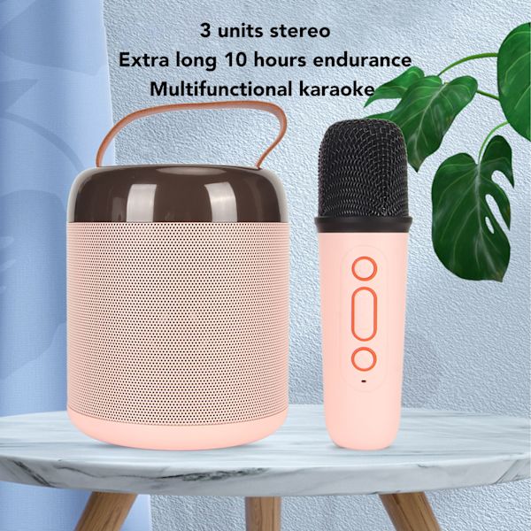 Trådløse karaokehøyttalere RGB-lys Bluetooth 5.3-høyttaler med 2 trådløse mikrofoner Bærbar karaokemaskin for familiefest Pink