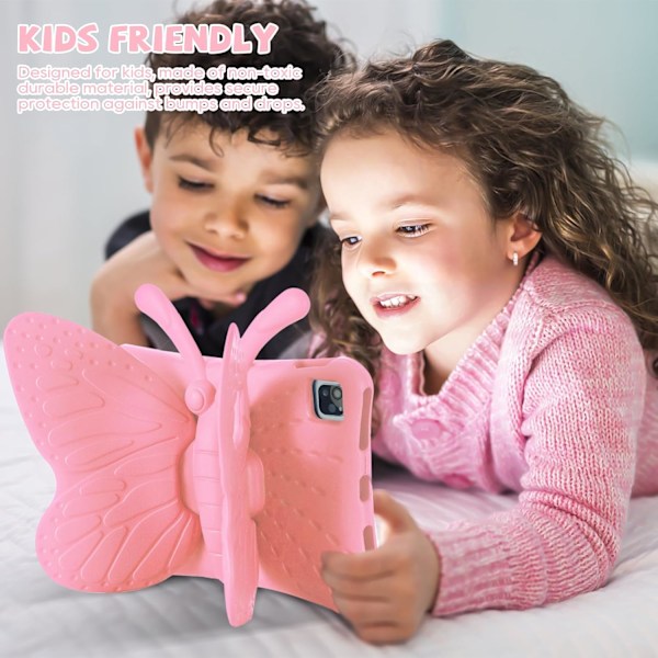 Barnfodral för Apple iPad Pro 11 tum M4 2024, Sött fjärilsdesign EVA Ställ Lättviktigt Barnfodral för Ipad Pro 11 2024 Pink pro11 M4(2024)