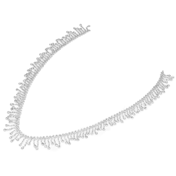 Rhinestone-frans 1 Yard Elegant Stil Mycket Hållbar Utsökt Glansig Miljövänlig Rostfri Bred Användning Rhinestone Trim Sned Cirkel Rhinestone