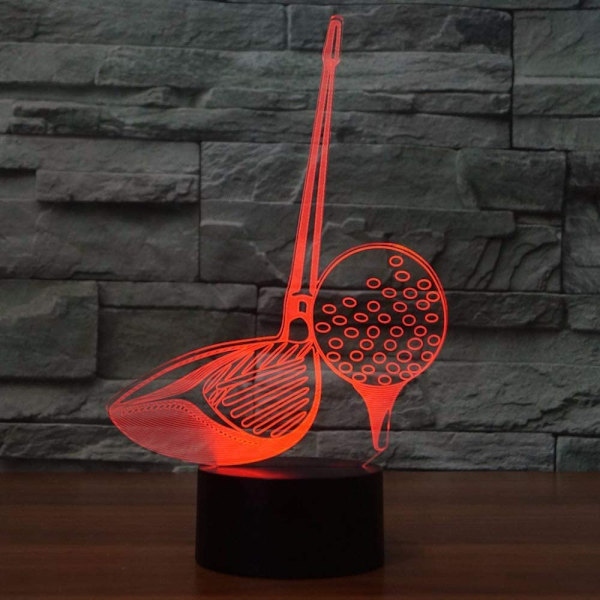 3D LED Golfkølle Værktøj Natlampe Touch Switch 7 Farveskift