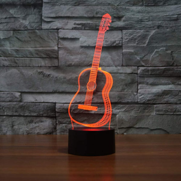Guitar 3D Model Visuel Optisk Illusion 7 Farveskift Touch