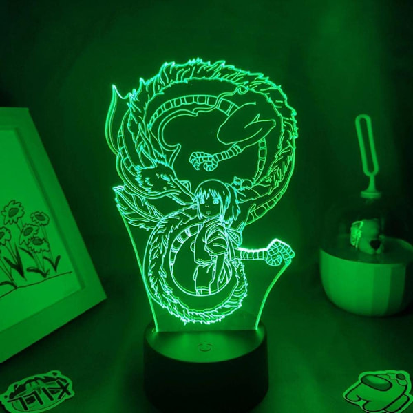 Spirited Away Vit drake ljus Anime lampa 3D för barn sovrum