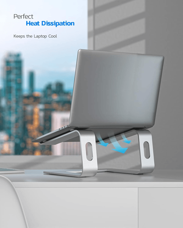 Justerbart ergonomisk laptopstativ for bedre holdning, bærbar og stabil dataholder med ventilasjonsdesign, passer de fleste bærbare datamaskiner