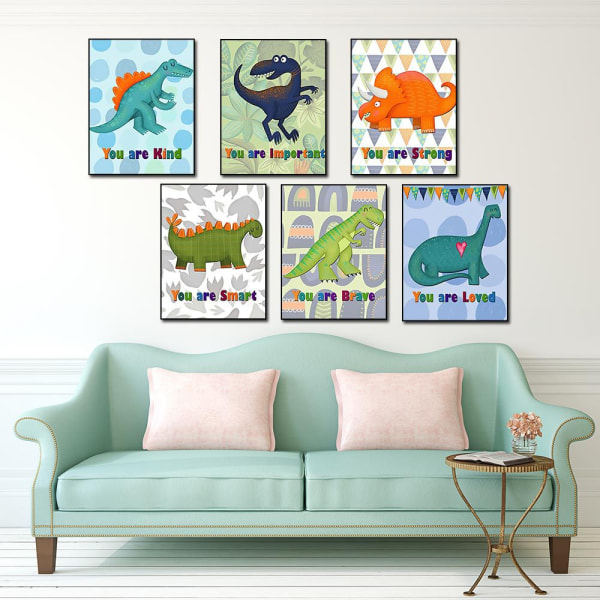 Cartoon Dinosaur Wall Art Canvas Print Poster, Sim 15x20cm