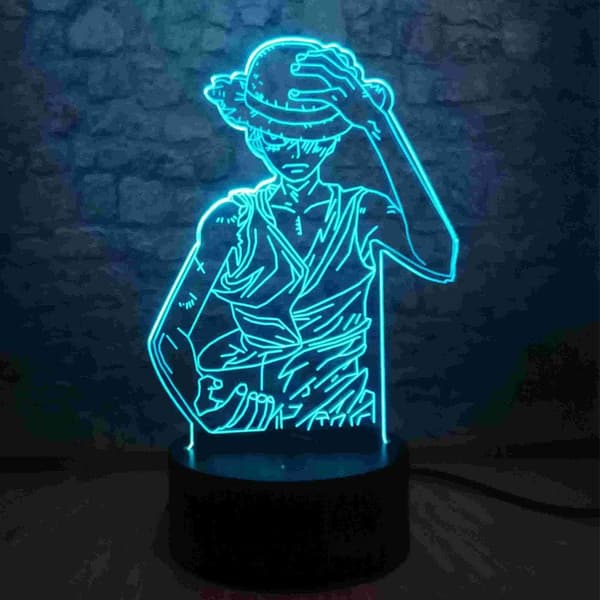 Anime Luffy Hero 3D LED Natlampe Monkey D. Luffy Bordlampe