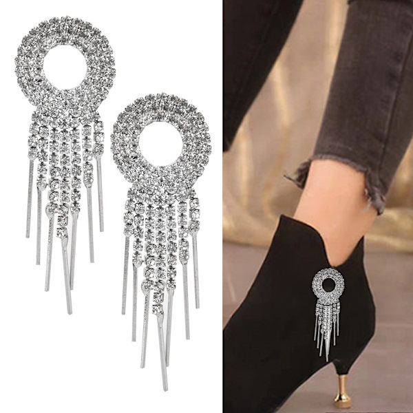 1 par strass tofs kedja skor spännen dekoration väska kläder tillbehörStil A  2.5x7.4cm