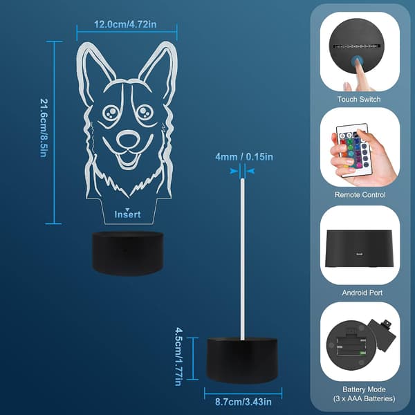 Hunde 3D nattbordslampe, Attivolife Valpeillusjon Optisk nattlys