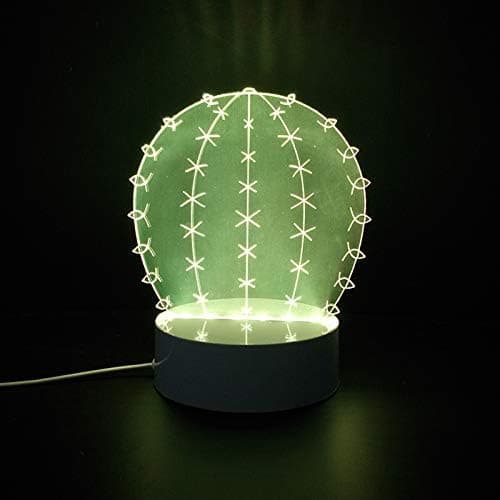 3D Kaktusblomst Nattlys Bord Skrivebord Optisk Illusjon Lampe