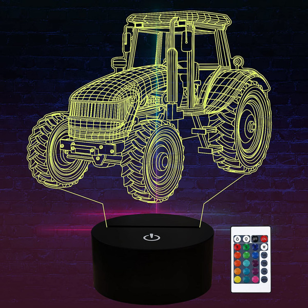 Traktorpresenter för barn, Tractor 3D Night Light Illusion Lamp