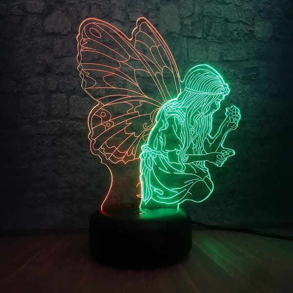 Mixcolor Sommerfugl Fe Pige Vinge Natlampe 3D Version Bu