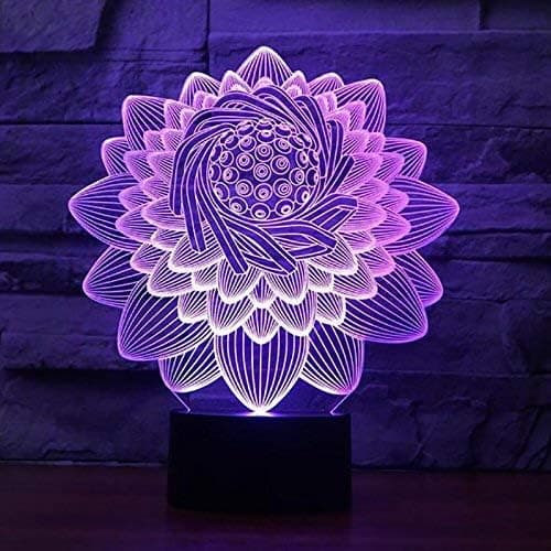 Optisk illusjon 3D Lotusblomst Nattlys USB-strøm Berøring