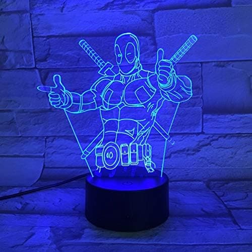 3D Bordlampe Akryl Deadpool Natlampe 7 Farver Misfarvning