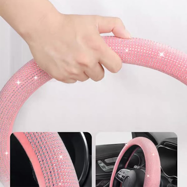 Bil Bling Ratt Skydd för Kvinnor Flickor Vinröd 15 Tum Universal Röd Kristall Strass Diamanter Bling Bling Tillbehör An Pink