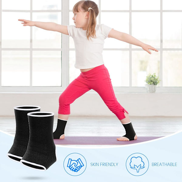 4 stycken/ 2 par barns ankelstöd kompressionsstrumpor för barn elastiska barn kompressionsstrumpor stickade ankelstöd stöd ankelstrumpa för jogging R Black Dark Blue 10-15 Years