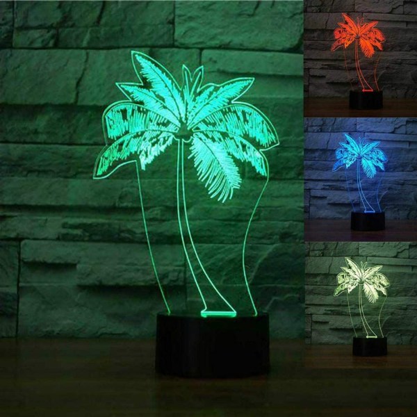 3D Palm Tree Night Light Bordsskrivbord Optical Illusion Lamps 7