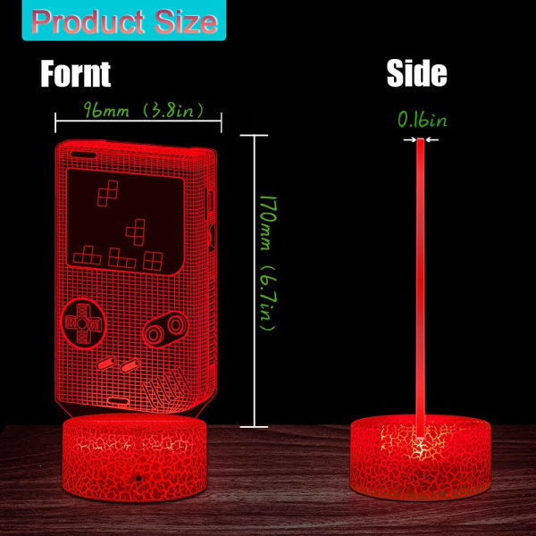 Tetris Handheld Game Lamp för spelrumsdekor, 16 färger Chan