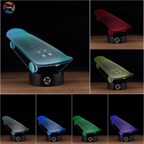 3D Optisk Illusions Natlampe - 7 LED Farveskiftende Lampe